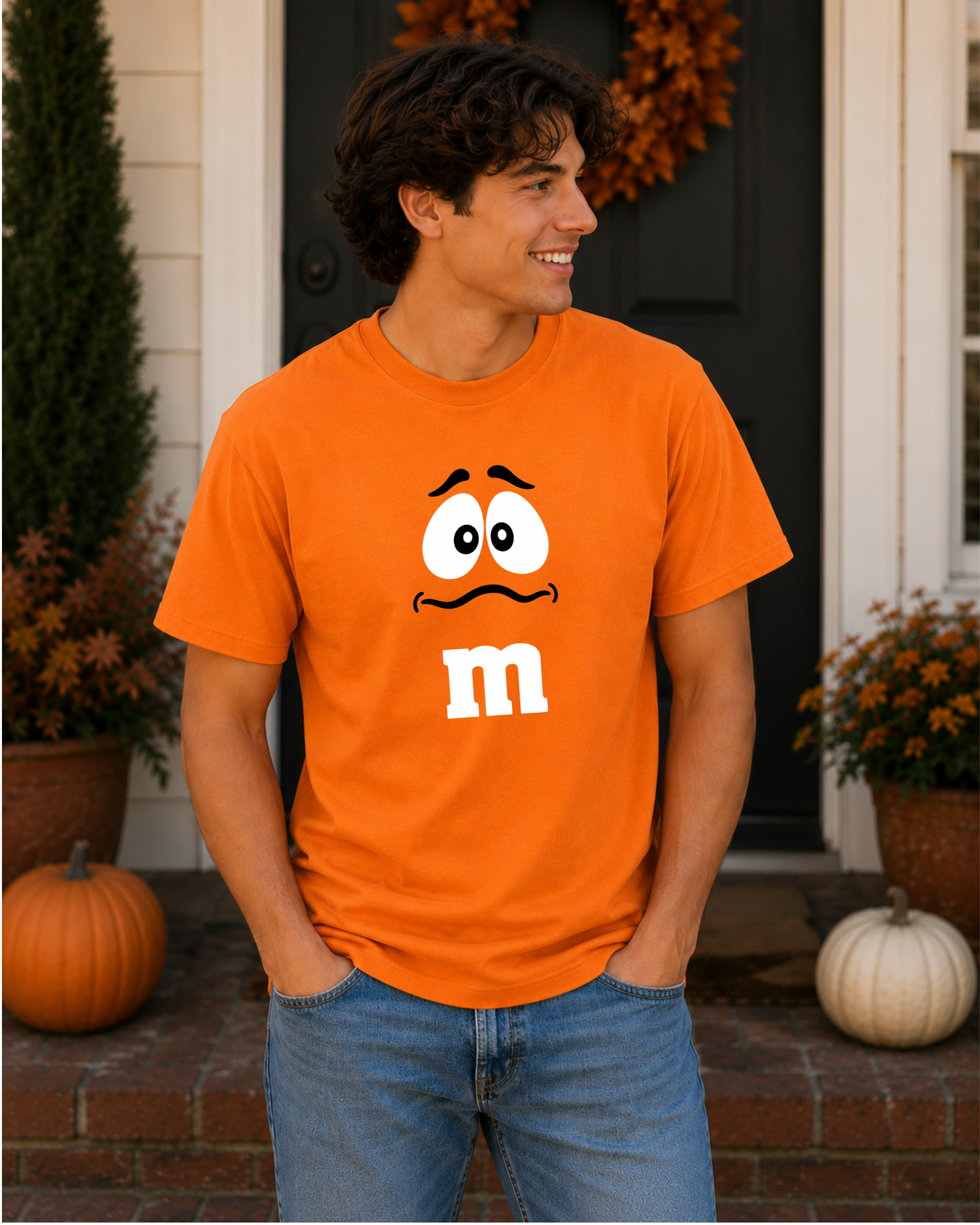 Orange Candy Character Graphic Tee | Funny Orange Candy Face Shirt | Retro Candy Lover T-Shirt