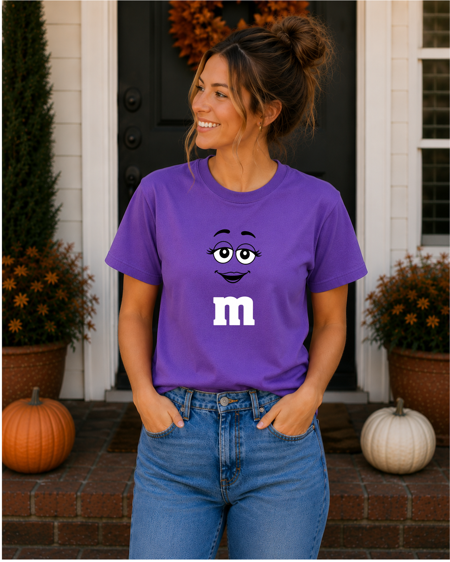 Purple Candy Character Graphic Tee | Funny Purple Candy Face Shirt | Retro Candy Lover T-Shirt