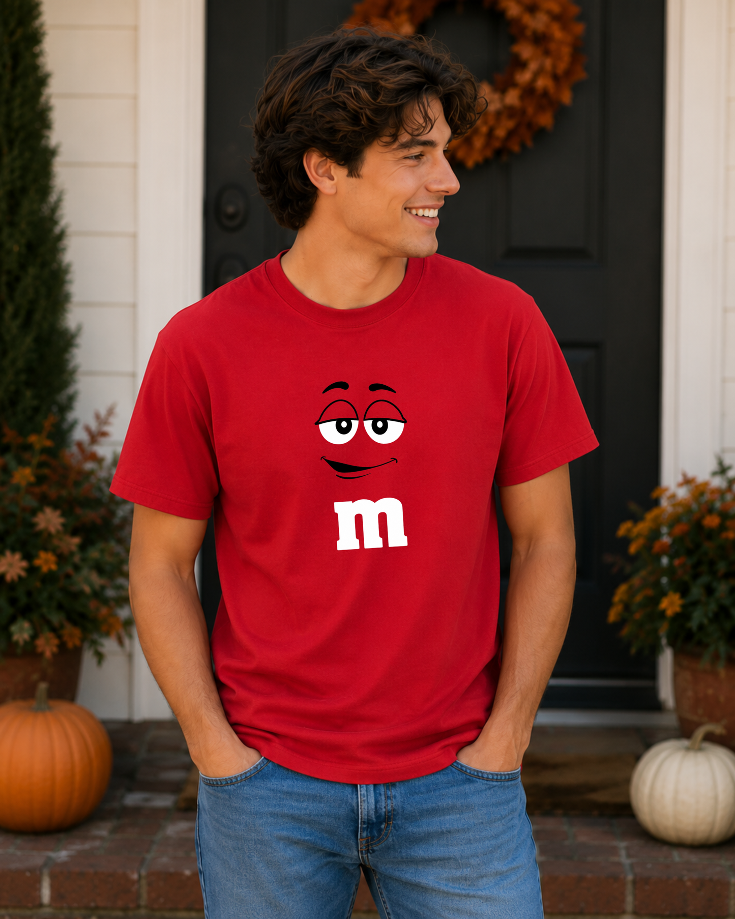 Red Candy Character Graphic Tee | Funny Red Candy Face Shirt | Retro Candy Lover T-Shirt