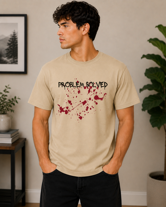 Problem Solved T-Shirt – Dark Humor Splatter Graphic Tee