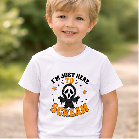 I'm Just Here to Scream Kids Shirt