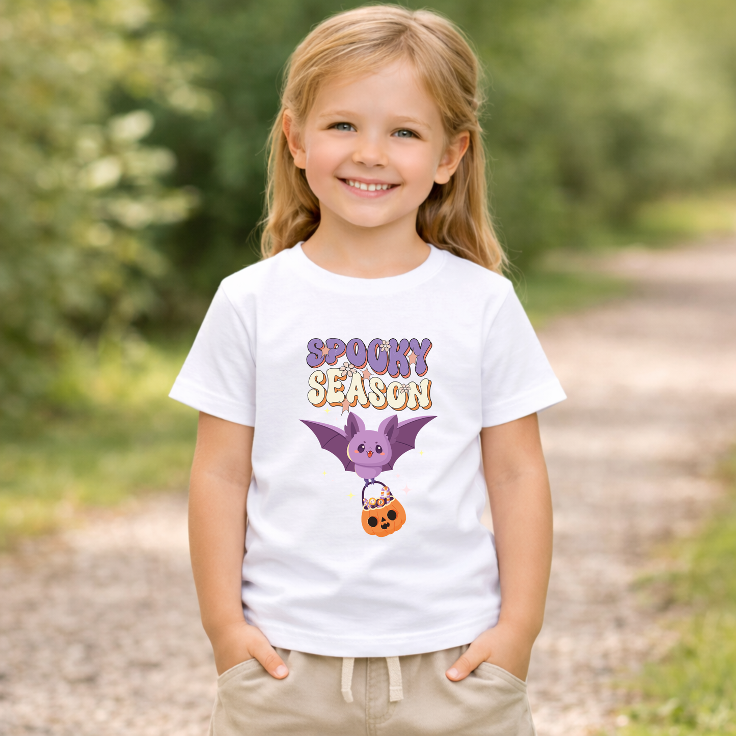 Spooky Season Bat Kids T-Shirt | Cute Halloween Youth Graphic Tee for Boys & Girls