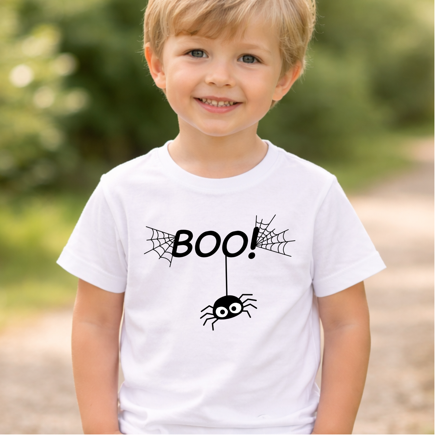 Boo Spider Kids T-Shirt | Cute Halloween Spider Youth Graphic Tee for Boys & Girls