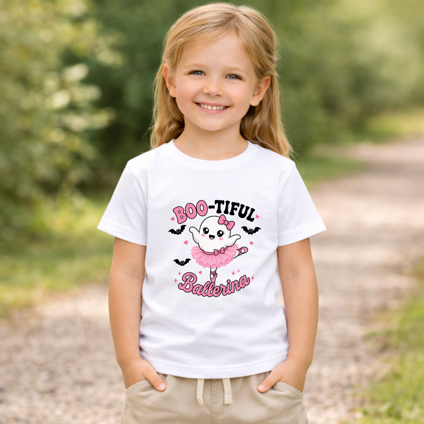 Boo-tiful Ballerina Kids Halloween T-Shirt | Cute Ghost Ballet Tee for Girls