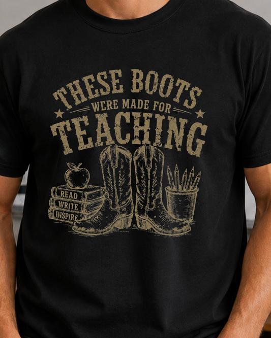 These Boots Were Made for Teaching Shirt | Vintage Western Teacher Tee | Cowgirl Graphic T-Shirt