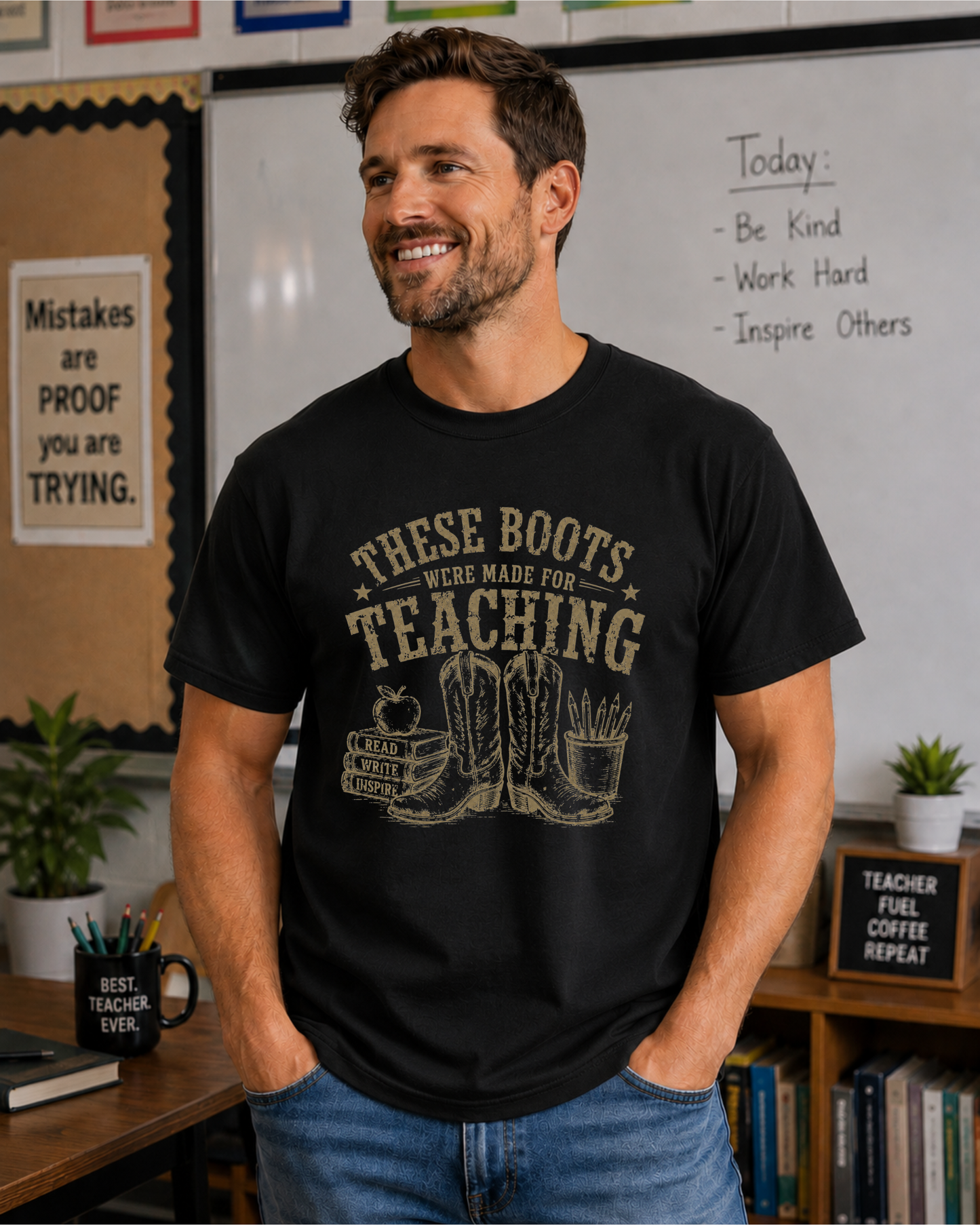 These Boots Were Made for Teaching Shirt | Vintage Western Teacher Tee | Cowgirl Graphic T-Shirt