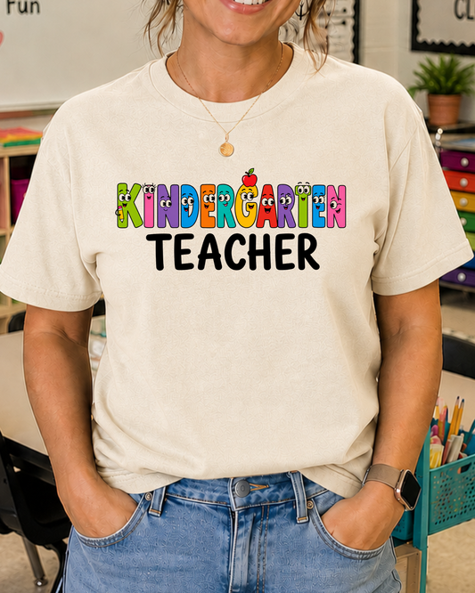 Kindergarten Teacher Shirt | Colorful Teacher Tee | Back to School Graphic T-Shirt
