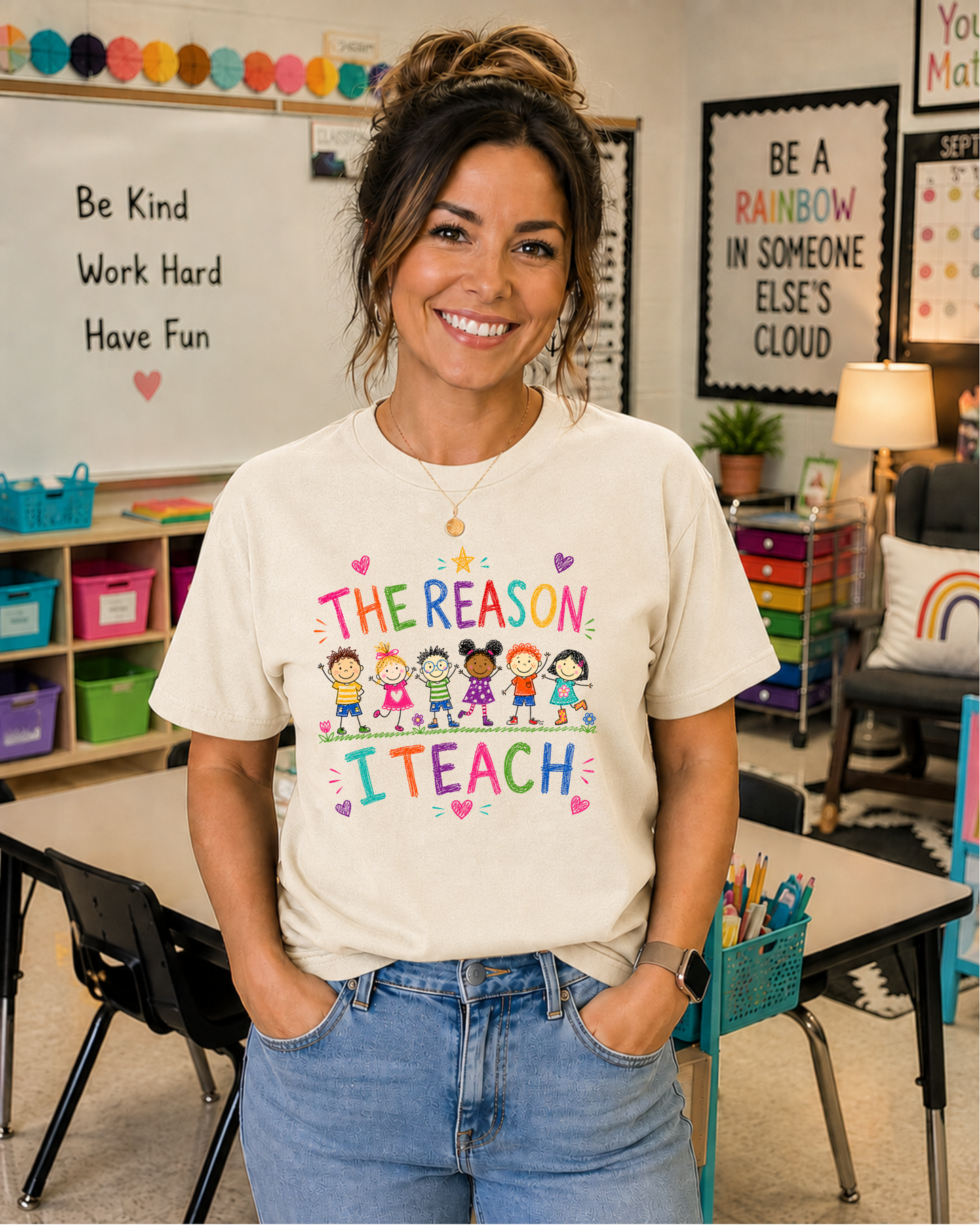 The Reason I Teach Shirt | Colorful Teacher Tee | Back to School Graphic T-Shirt