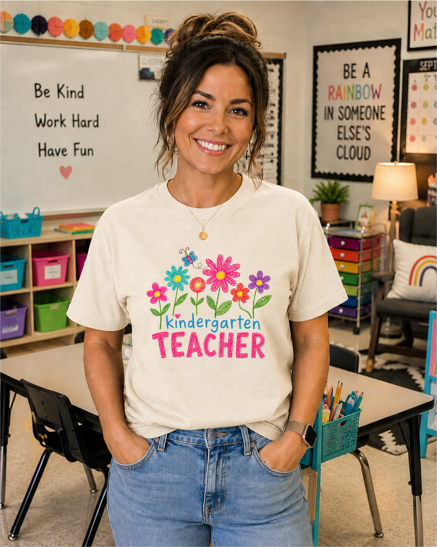 Kindergarten Teacher Shirt | Back to School Teacher Tee | Retro Grade Level Graphic T-Shirt