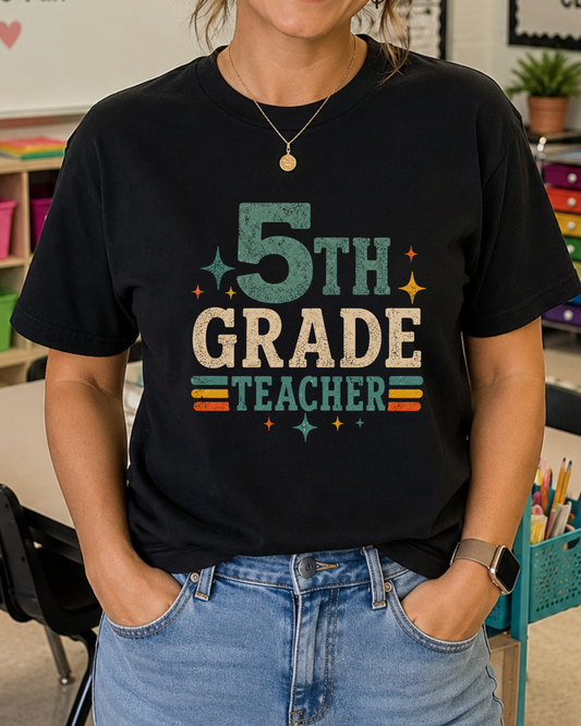 5th Grade Teacher Shirt, Retro Teacher Tee, Fifth Grade Shirt, Back to School Shirt, Teacher Gift, Classroom Shirt, Educator Tee
