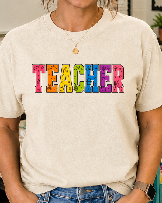 Teacher Shirt | Colorful Teacher Tee | Back to School Graphic T-Shirt