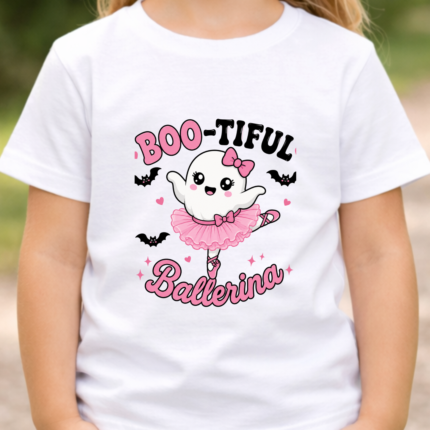 Boo-tiful Ballerina Kids Halloween T-Shirt | Cute Ghost Ballet Tee for Girls