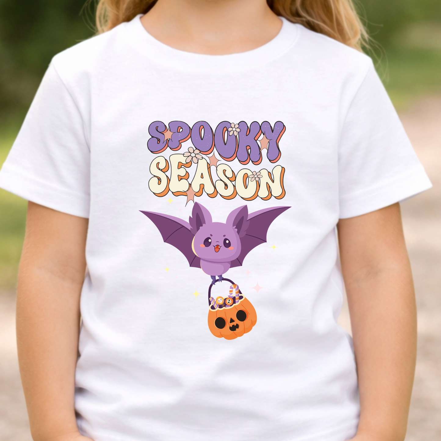 Spooky Season Bat Kids T-Shirt | Cute Halloween Youth Graphic Tee for Boys & Girls