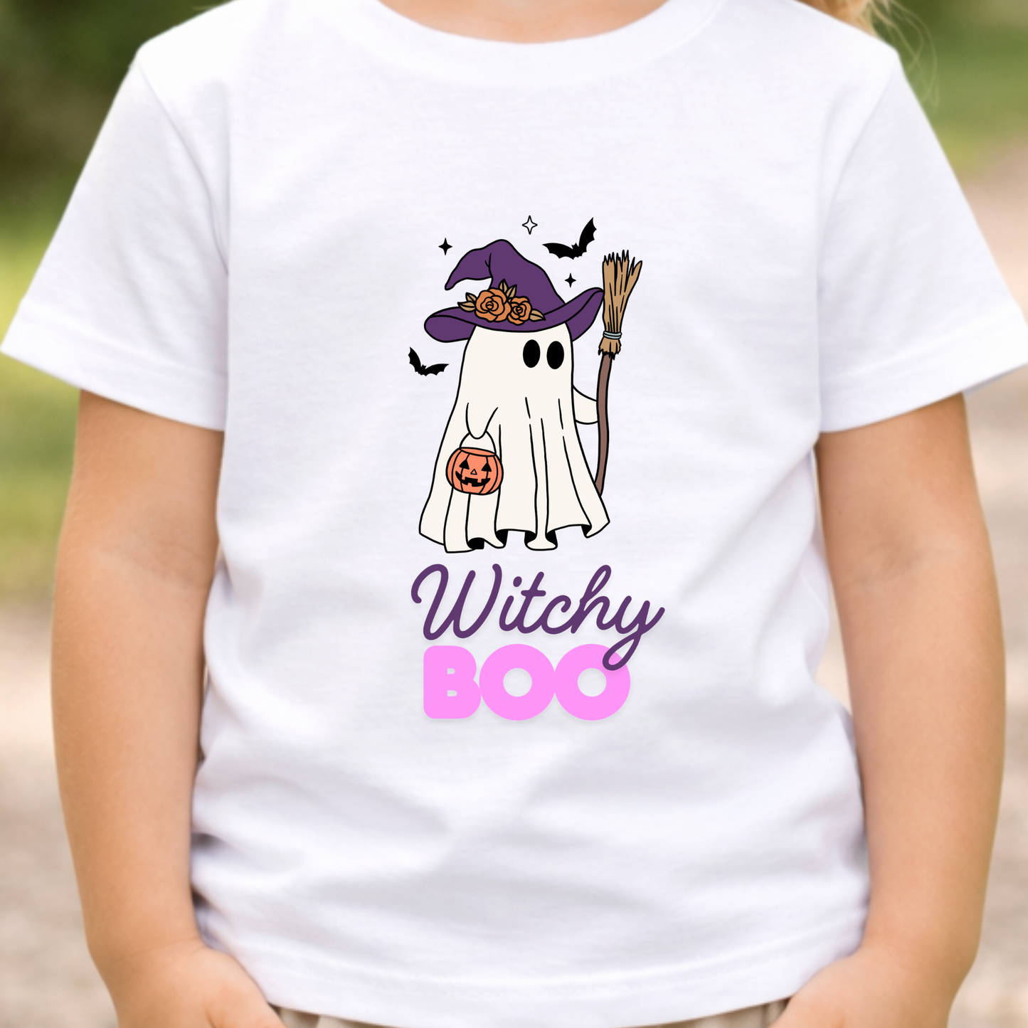 Witchy Boo Kids T-Shirt | Cute Halloween Ghost Youth Graphic Tee for Boys & Girls