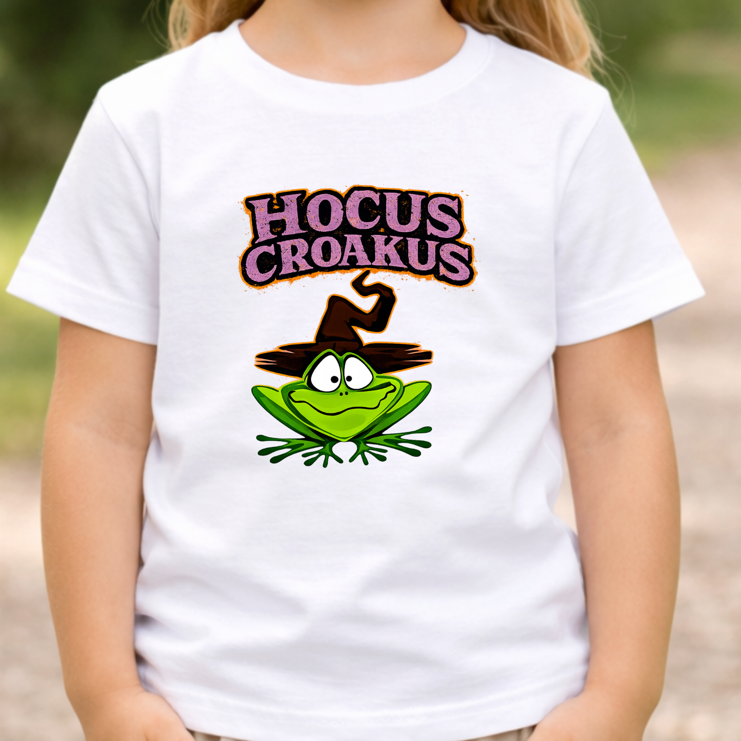 Hocus Croakus Frog Kids T-Shirt | Cute Halloween Frog Youth Graphic Tee for Boys & Girls