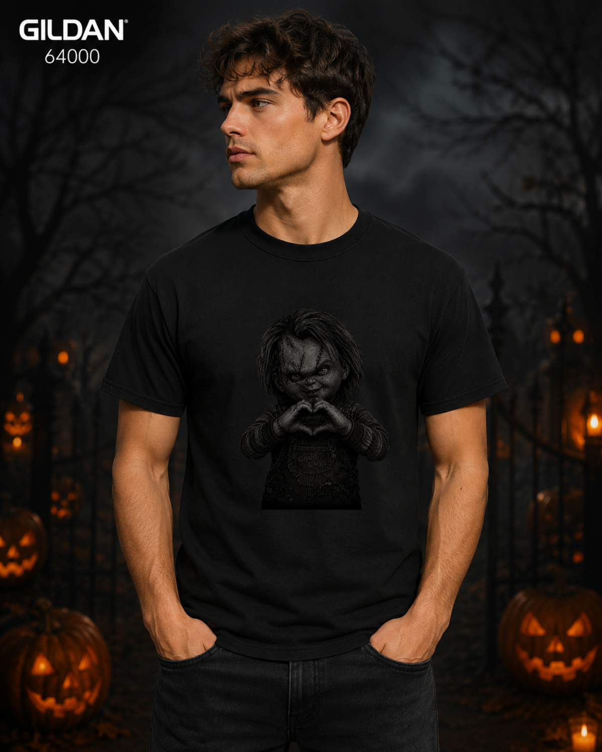 Killer Doll Heart Hands Stealth Black-on-Black Graphic Tee