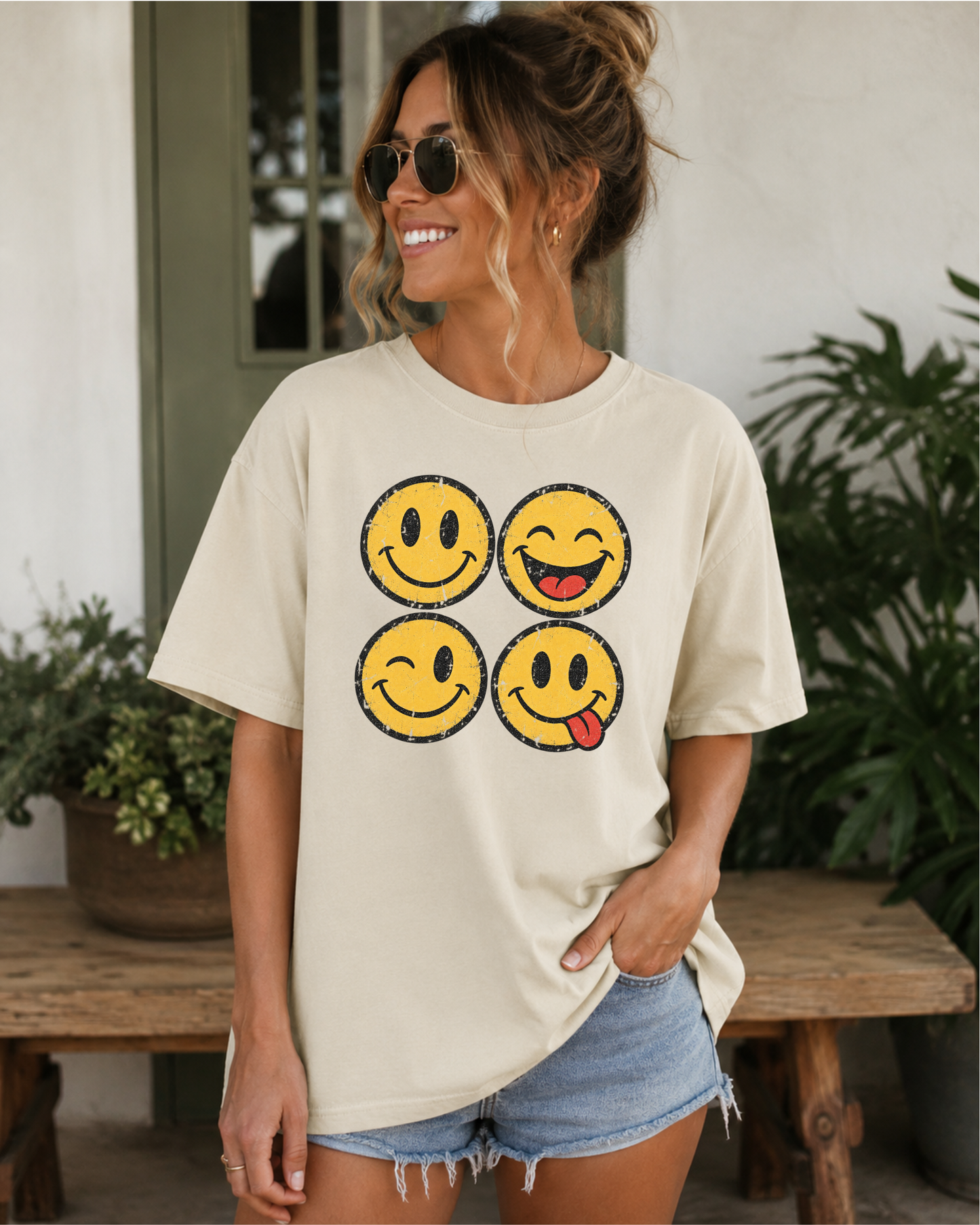 Vintage Happy Faces Graphic Tee
