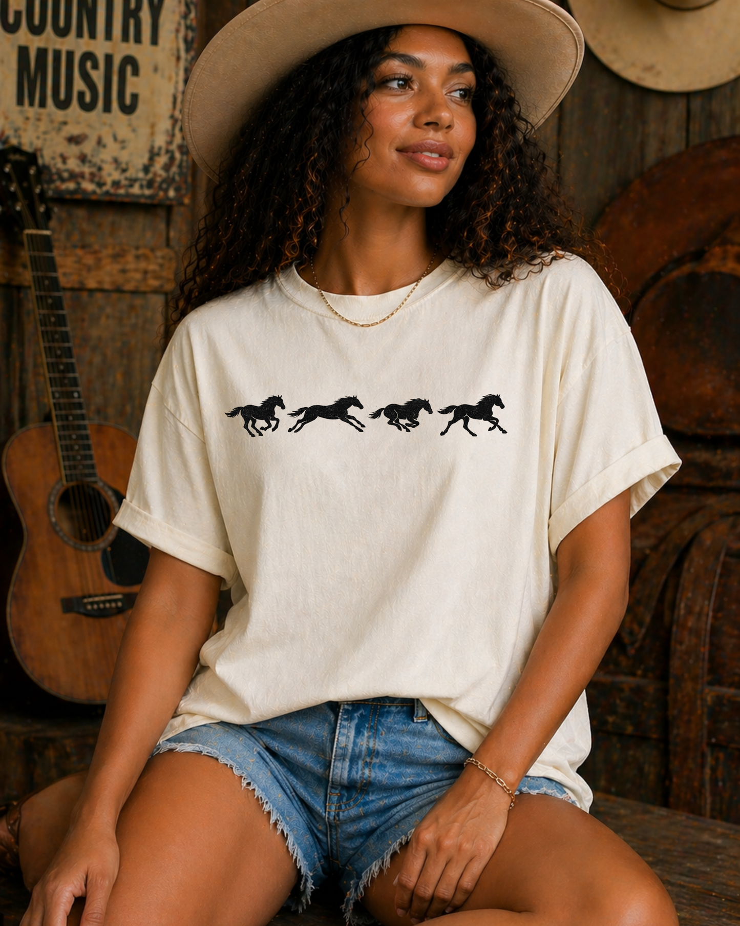 Running Horses Vintage Western Graphic Tee