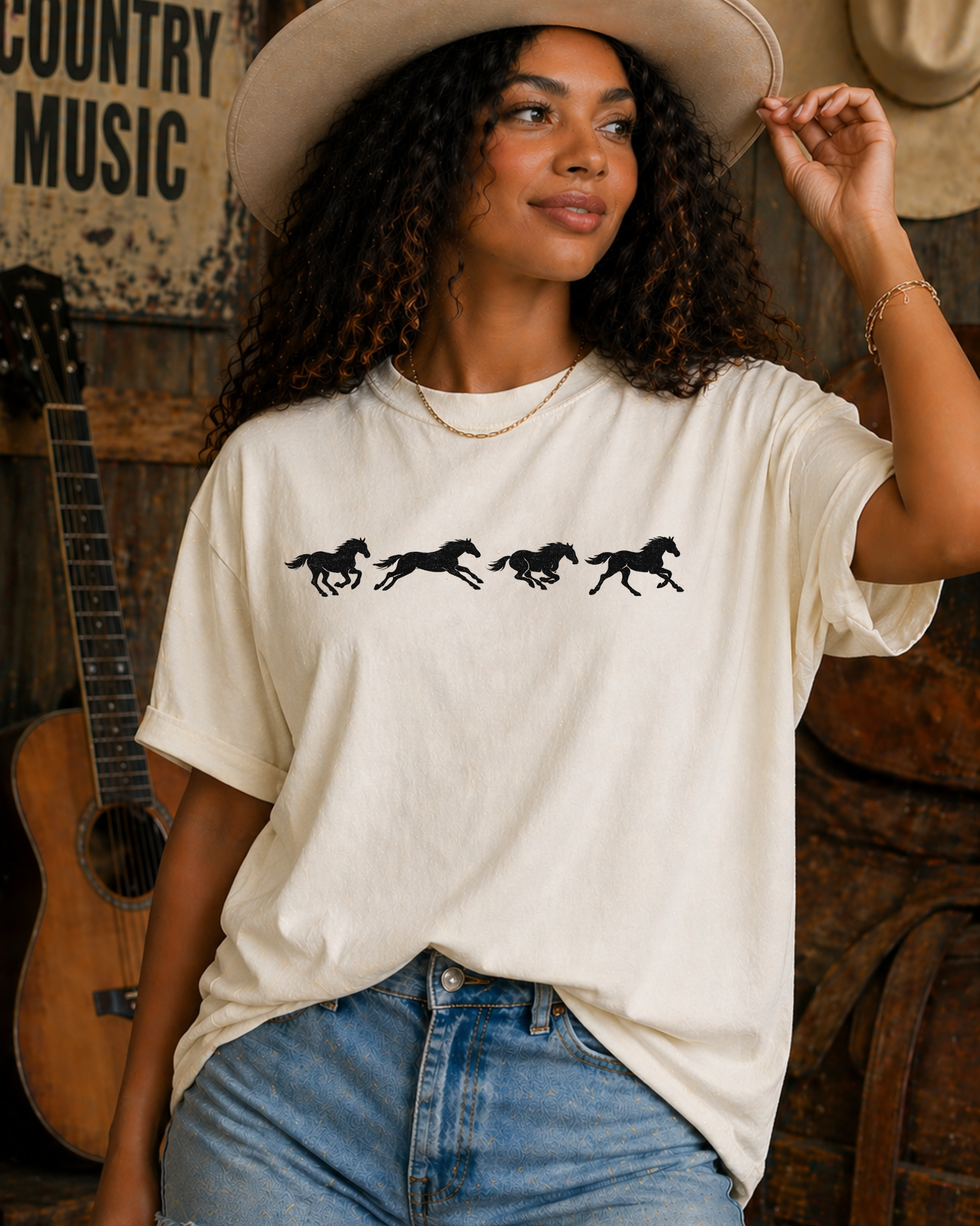 Running Horses Vintage Western Graphic Tee