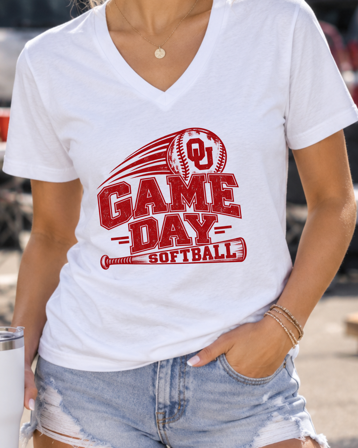 OU Softball Game Day V-Neck Tee