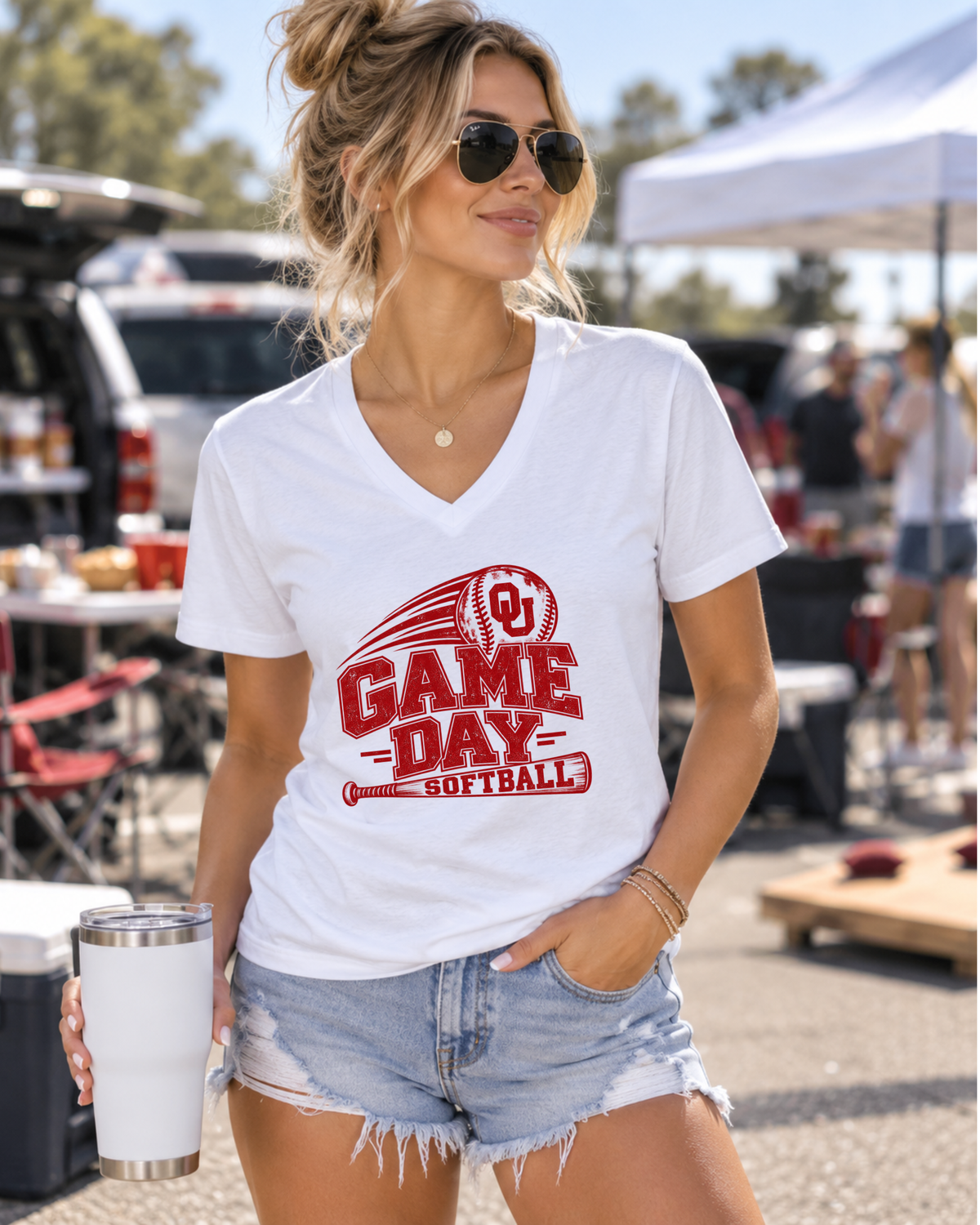 OU Softball Game Day V-Neck Tee
