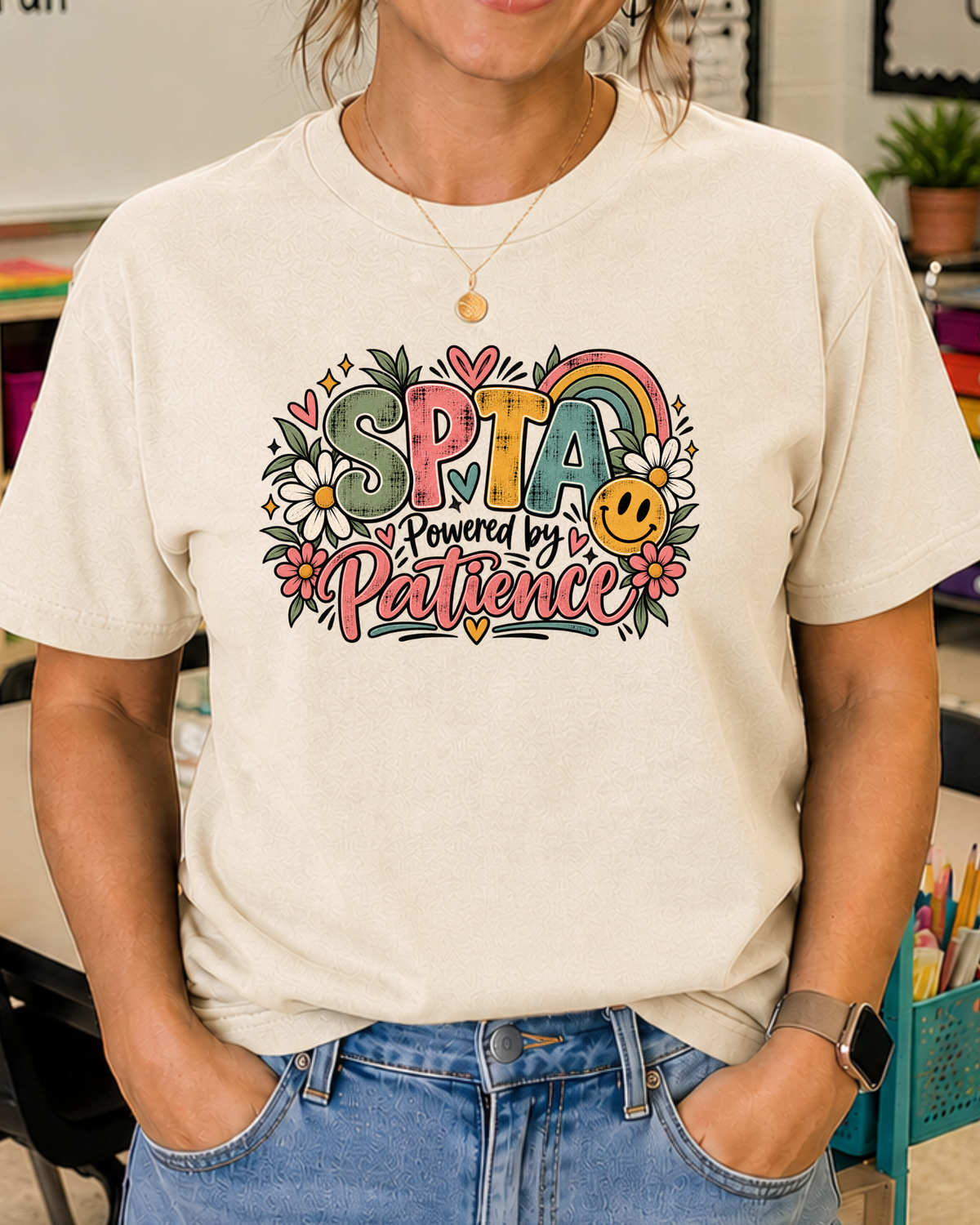 SPTA Powered by Patience Graphic Tee | School Support Staff Shirt