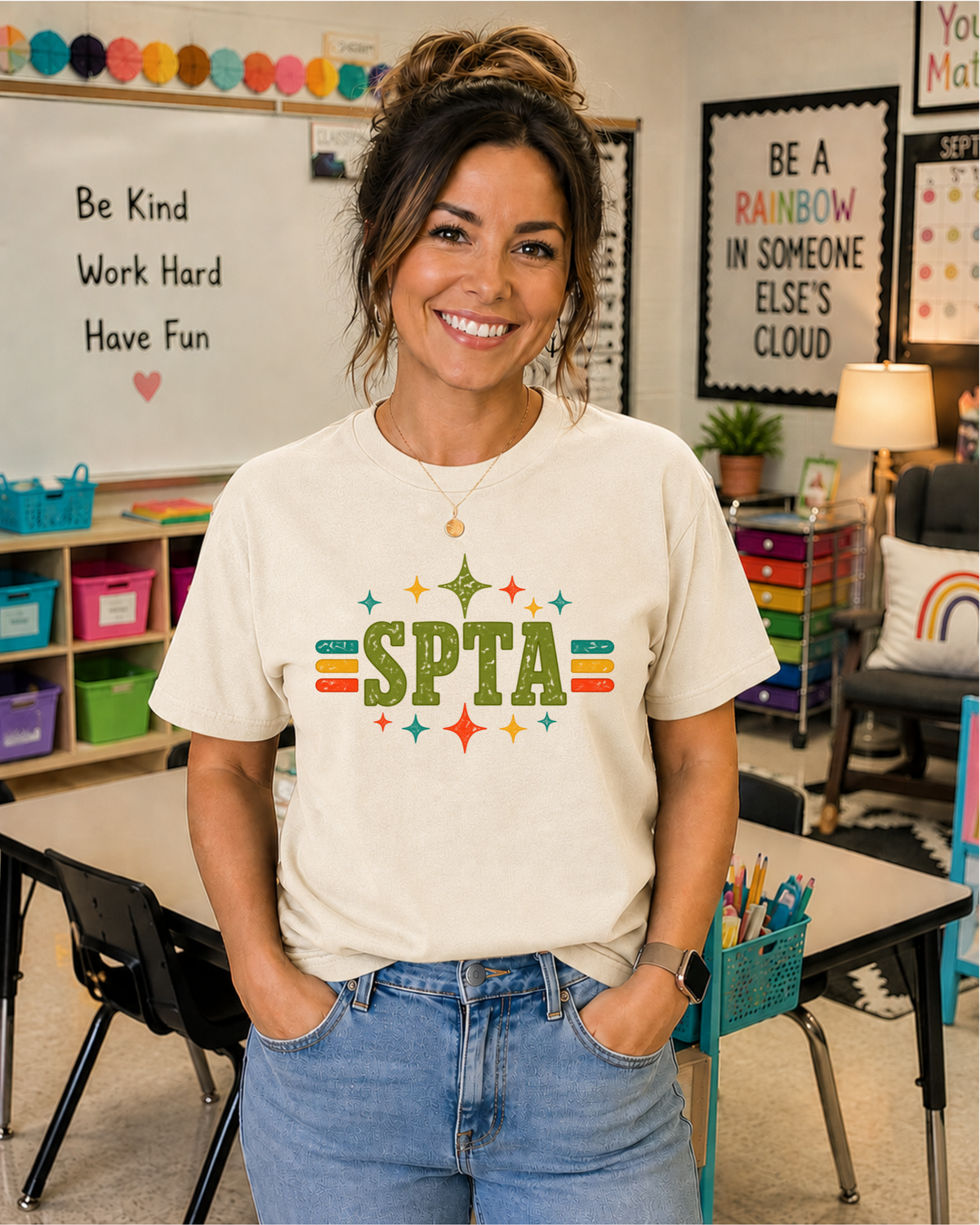 SPTA Retro Collegiate Graphic Tee | School Support Staff Shirt