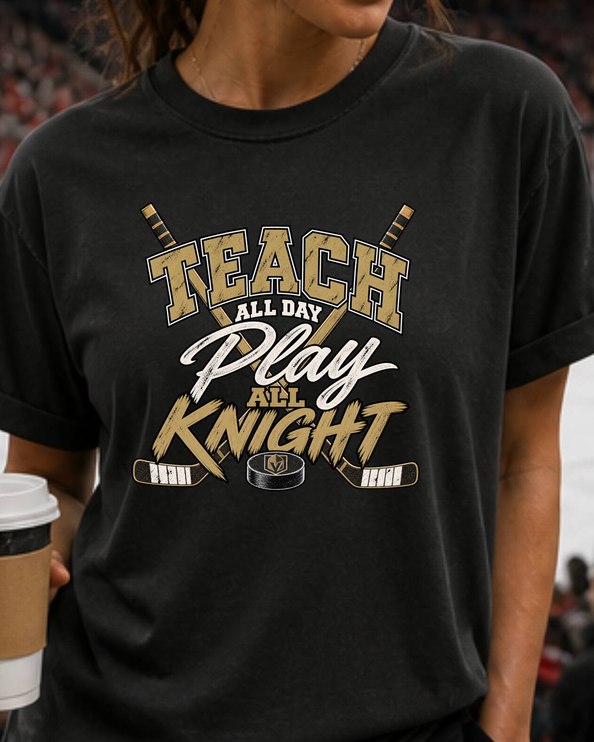 Teach All Day Play All Knight Shirt, Teacher Hockey Tee, Funny Teacher Shirt, Bella Canvas 3001, Teacher Gift, Wild Reed Apparel