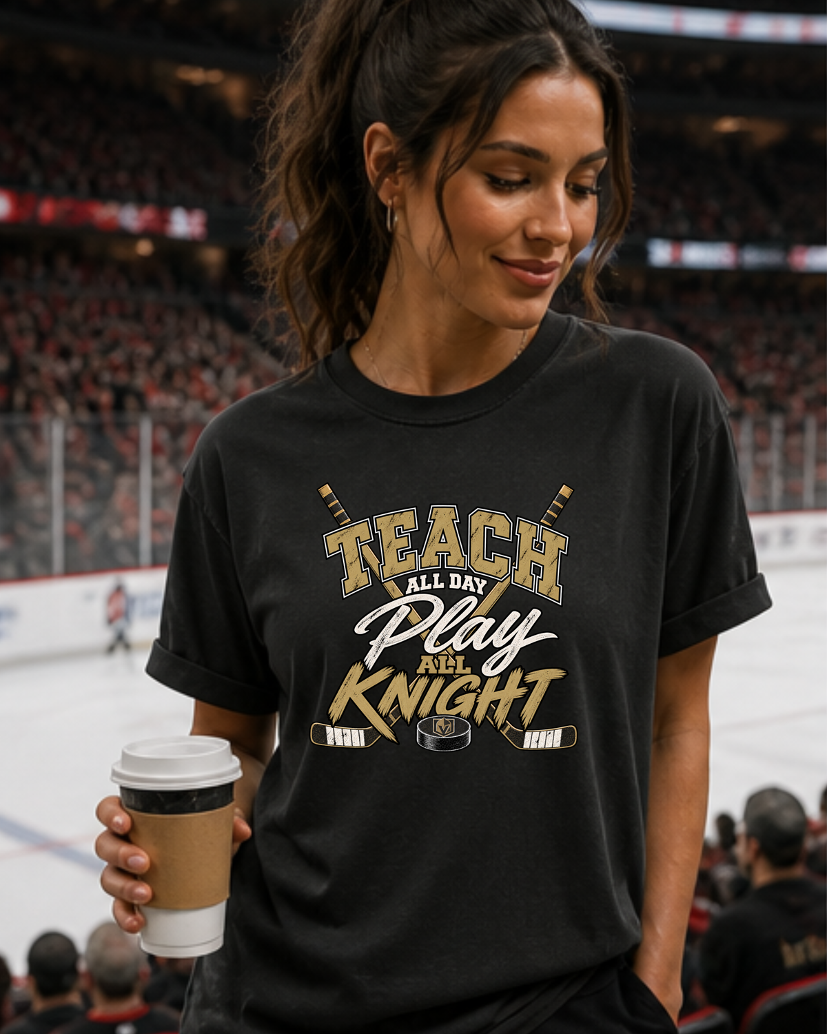 Teach All Day Play All Knight Shirt, Teacher Hockey Tee, Funny Teacher Shirt, Bella Canvas 3001, Teacher Gift, Wild Reed Apparel