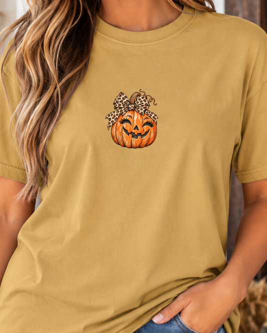 Leopard Pumpkin Halloween Comfort Colors Tee