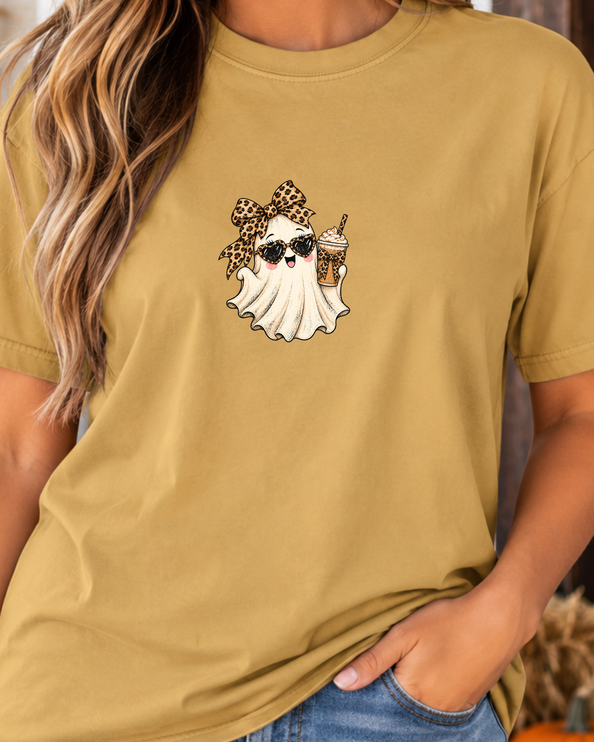 Leopard Ghost Halloween Comfort Colors Tee