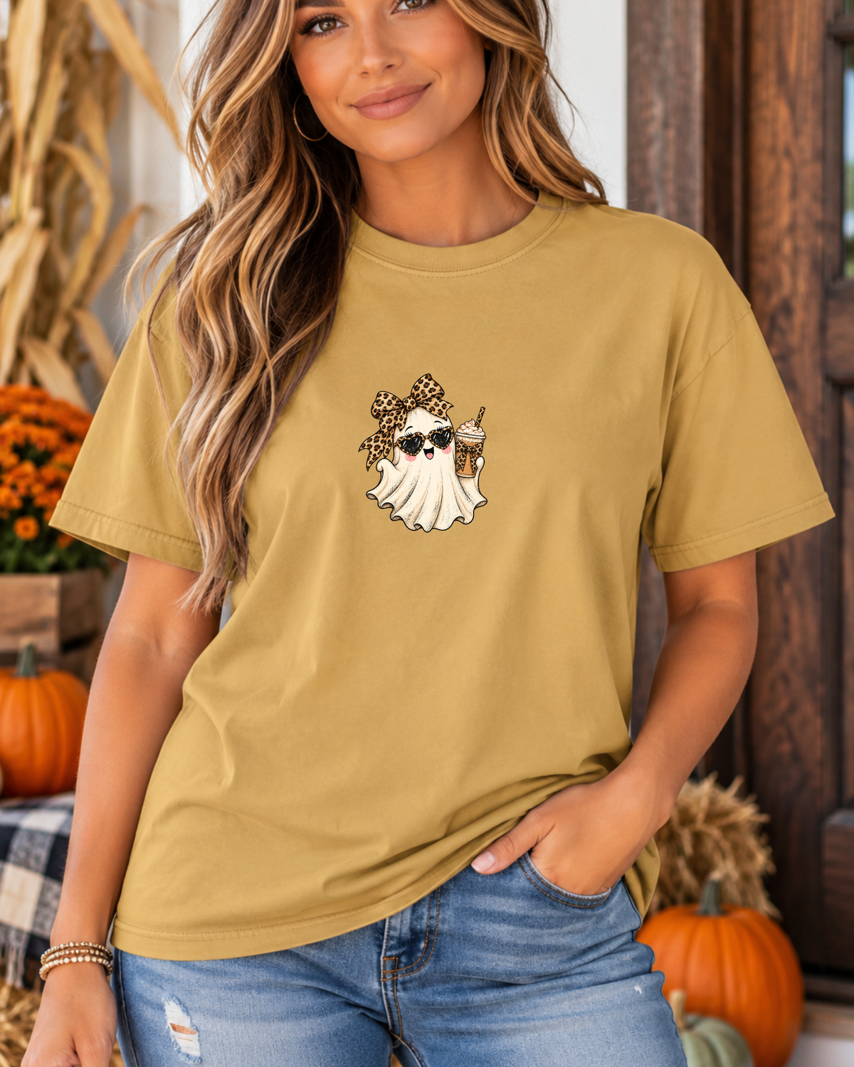 Leopard Ghost Halloween Comfort Colors Tee