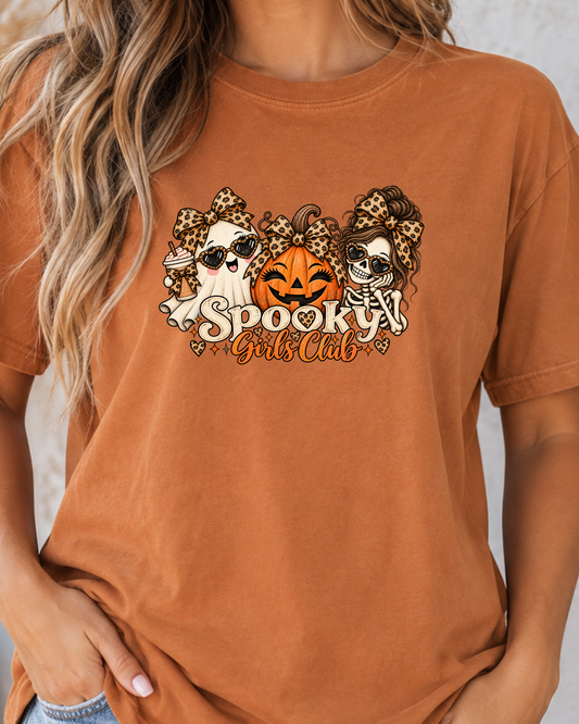 Spooky Girls Club Leopard Halloween Comfort Colors Tee