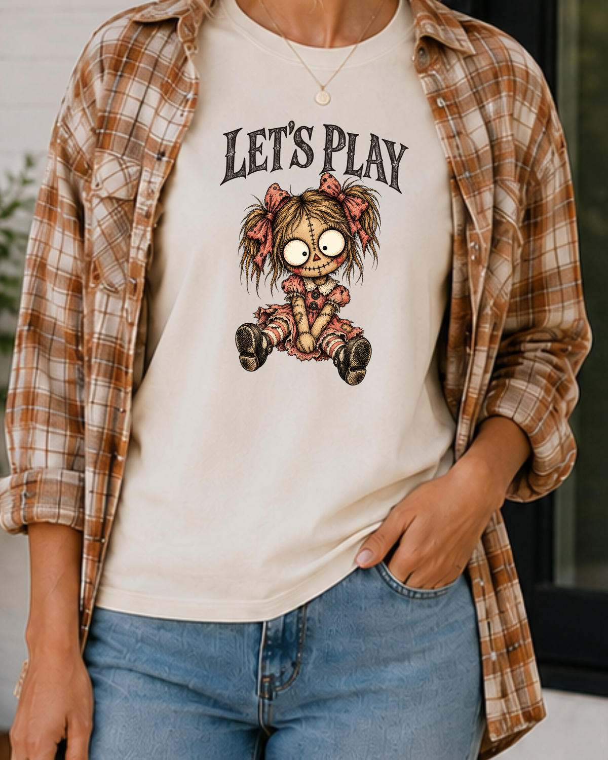 Let’s Play Creepy Doll Halloween T-Shirt