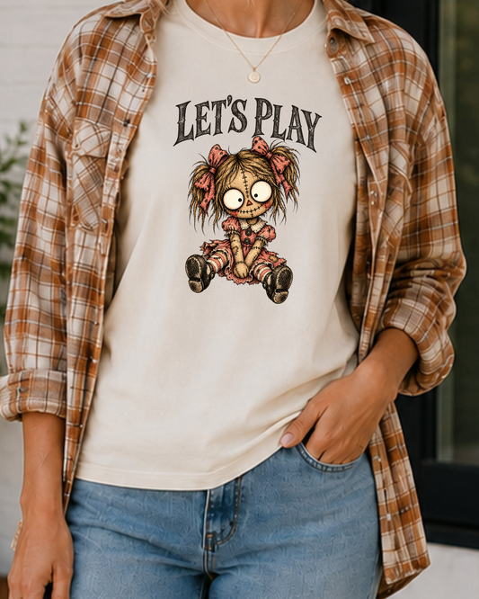 Let’s Play Creepy Doll Halloween T-Shirt