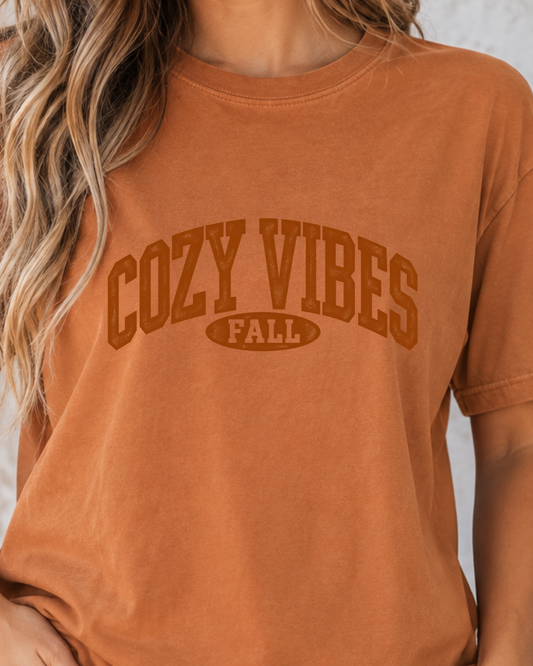 Cozy Vibes Fall Graphic Tee | Vintage Collegiate Comfort Colors 1717 T-Shirt