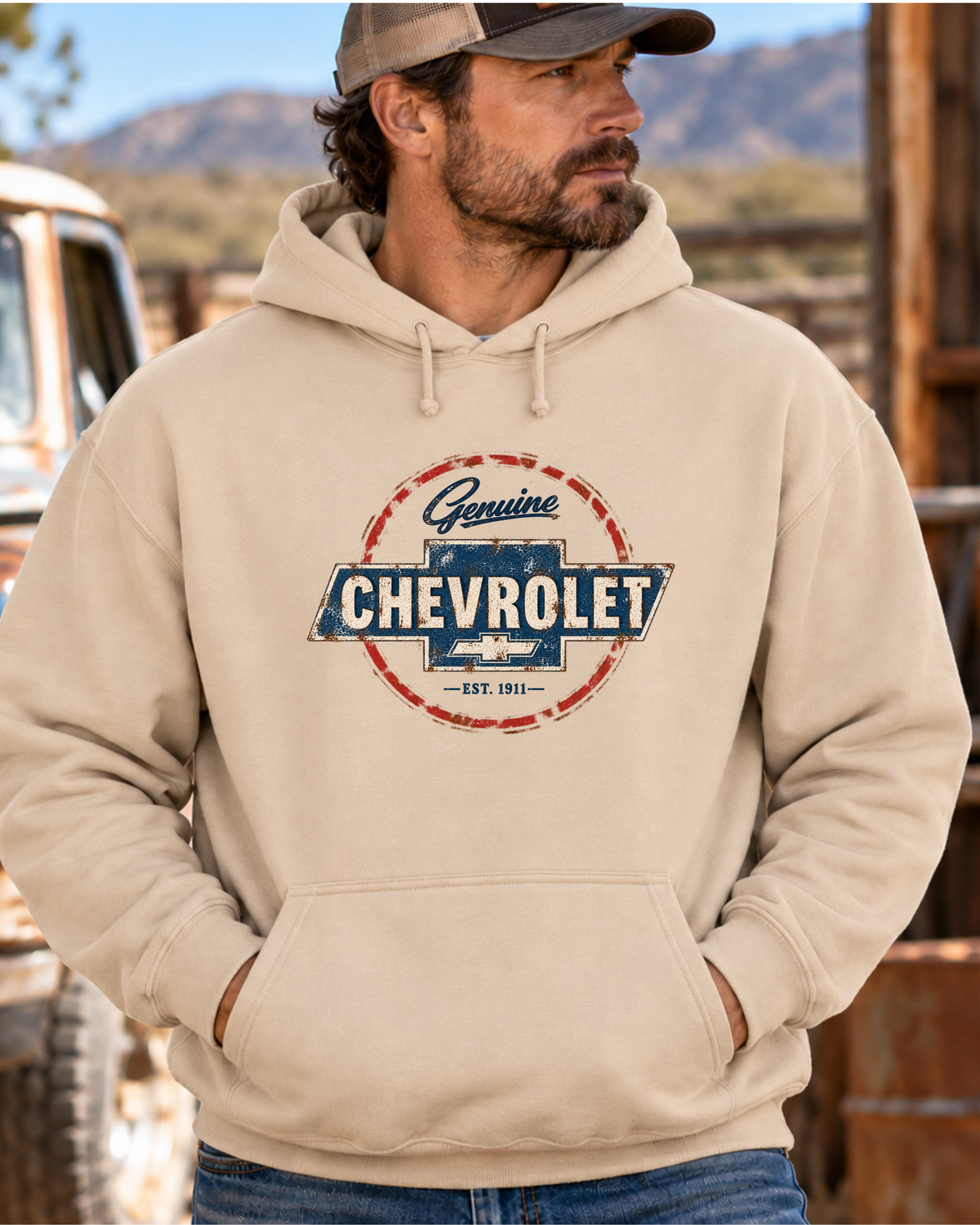 Vintage Genuine Chevrolet Graphic Hoodie | Retro Classic Car Sweatshirt