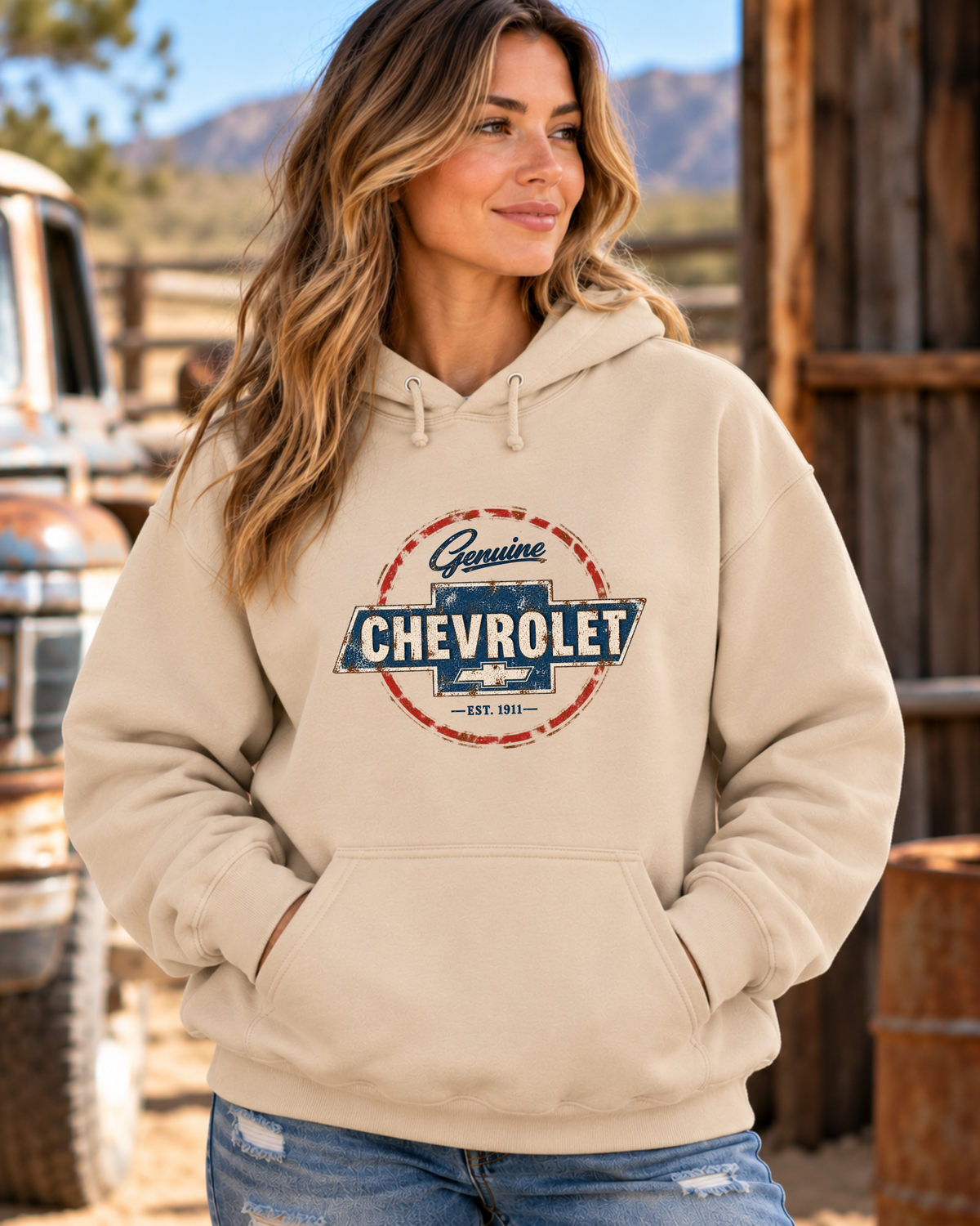 Vintage Genuine Chevrolet Graphic Hoodie | Retro Classic Car Sweatshirt