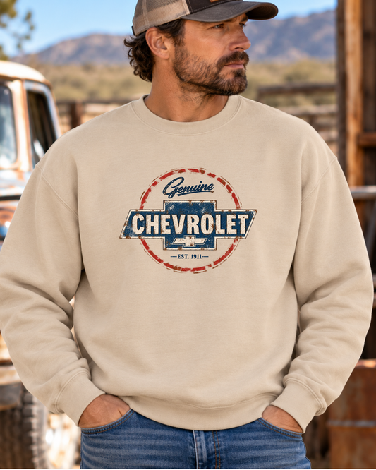 Vintage Genuine Chevrolet Crewneck Sweatshirt | Retro Classic Car Pullover