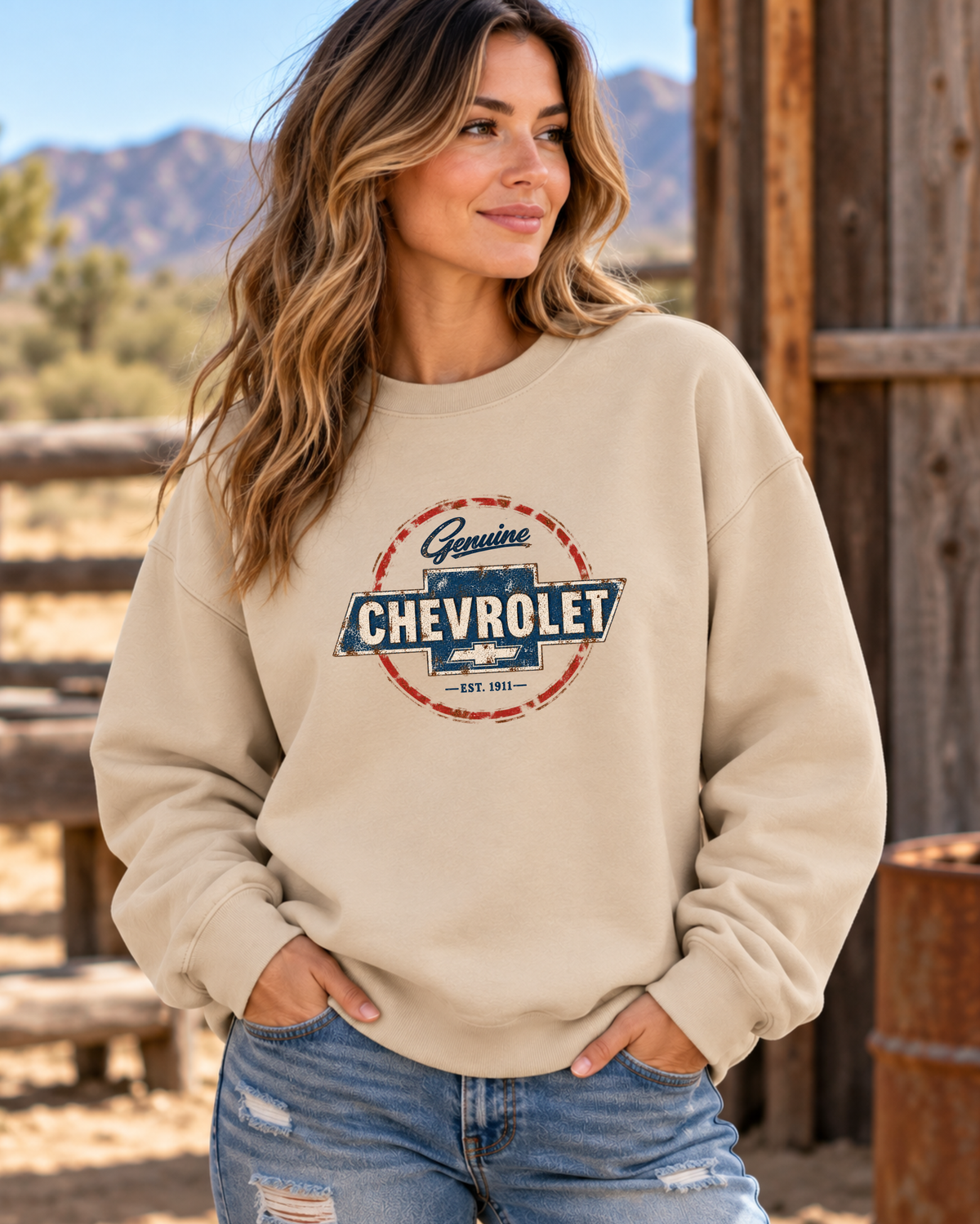 Vintage Genuine Chevrolet Crewneck Sweatshirt | Retro Classic Car Pullover