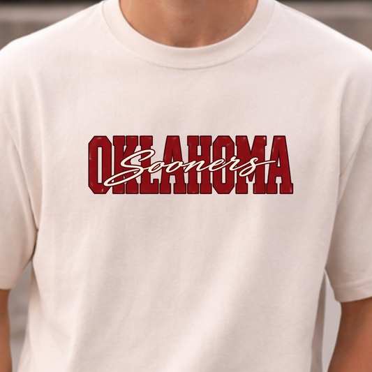 Oklahoma State Outline Text T-Shirt | Retro Distressed Oklahoma Tee
