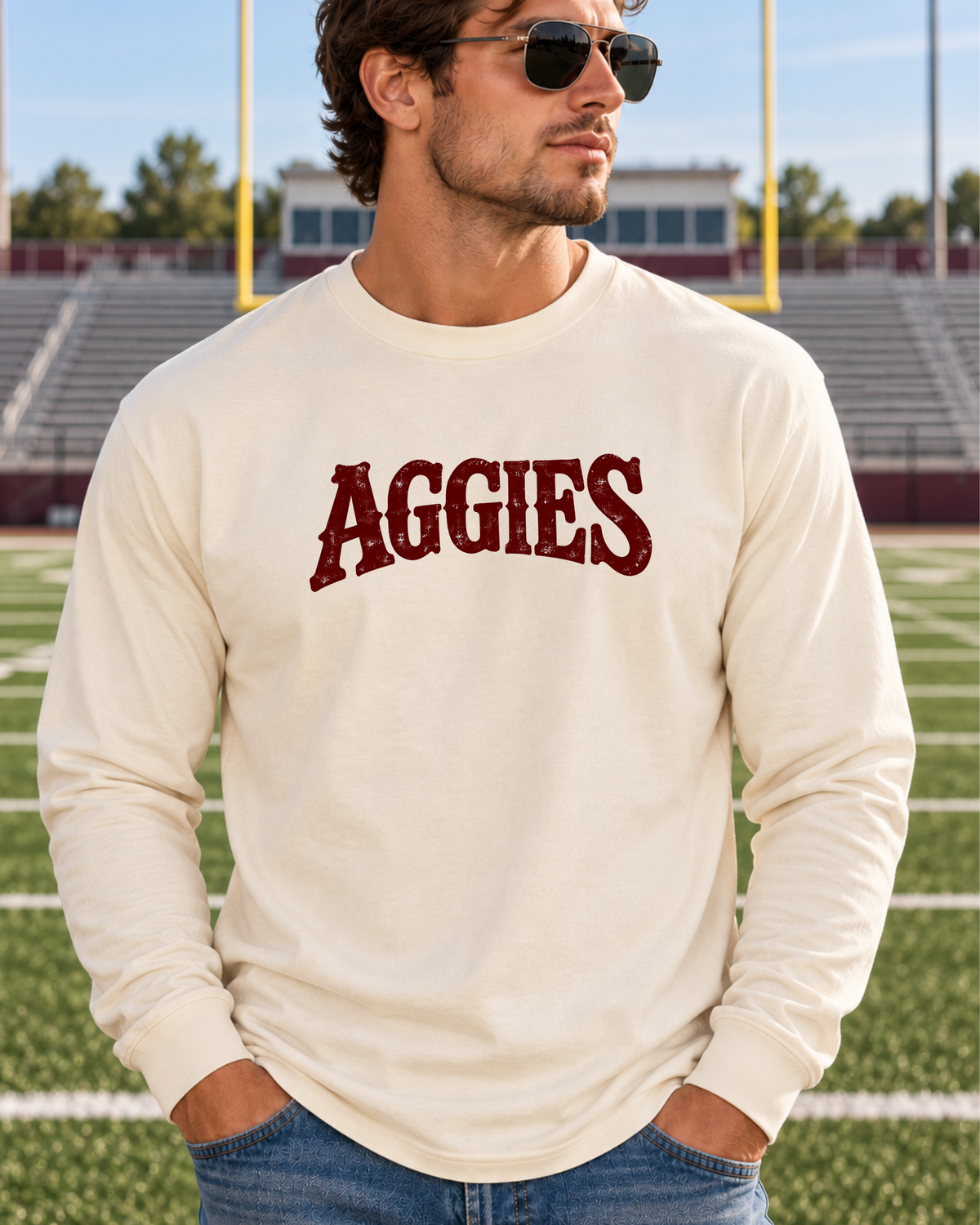 Aggies Vintage Collegiate Long Sleeve Tee | Comfort Colors 6014