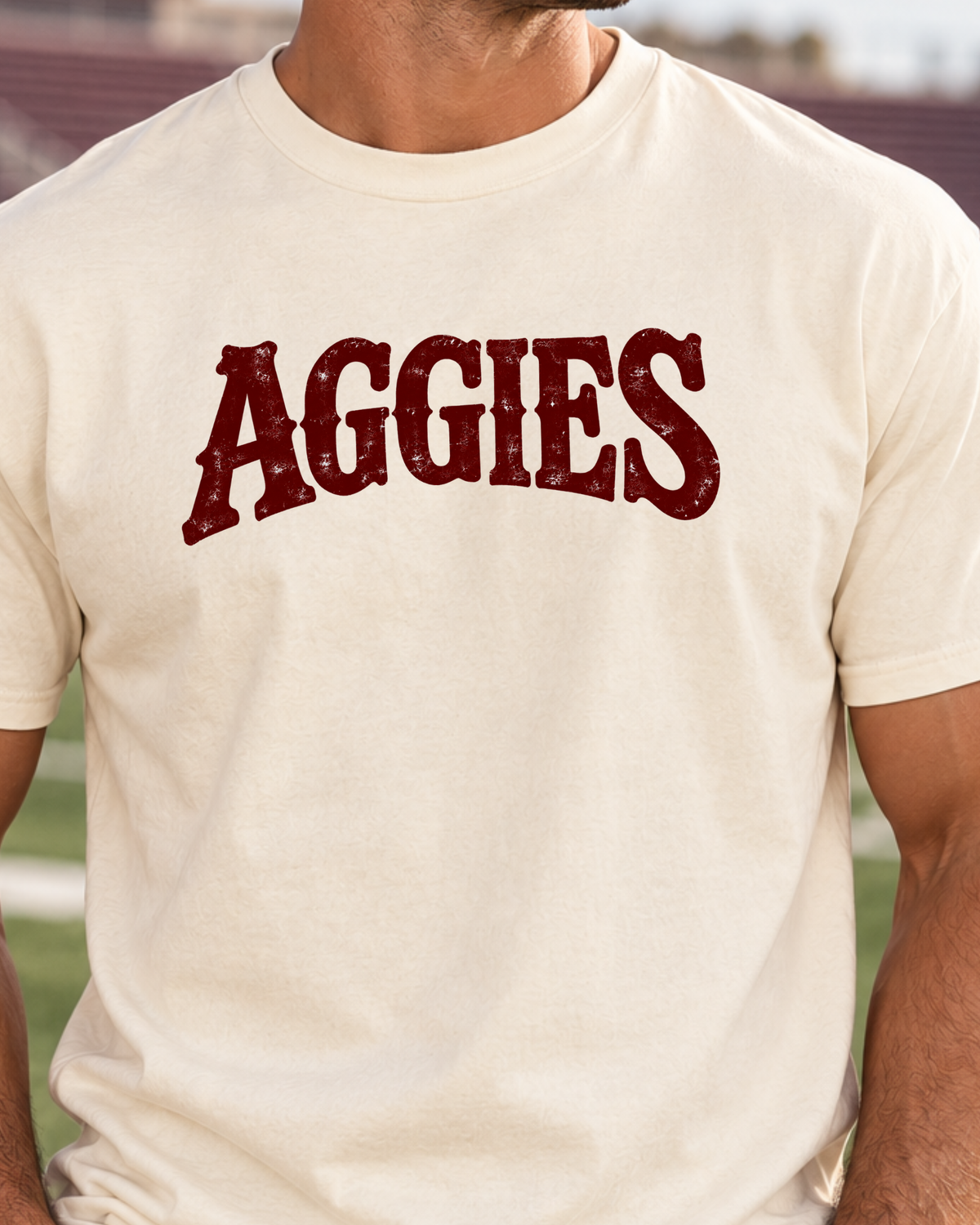 Aggies Vintage Collegiate Graphic Tee | Maroon Game Day Shirt
