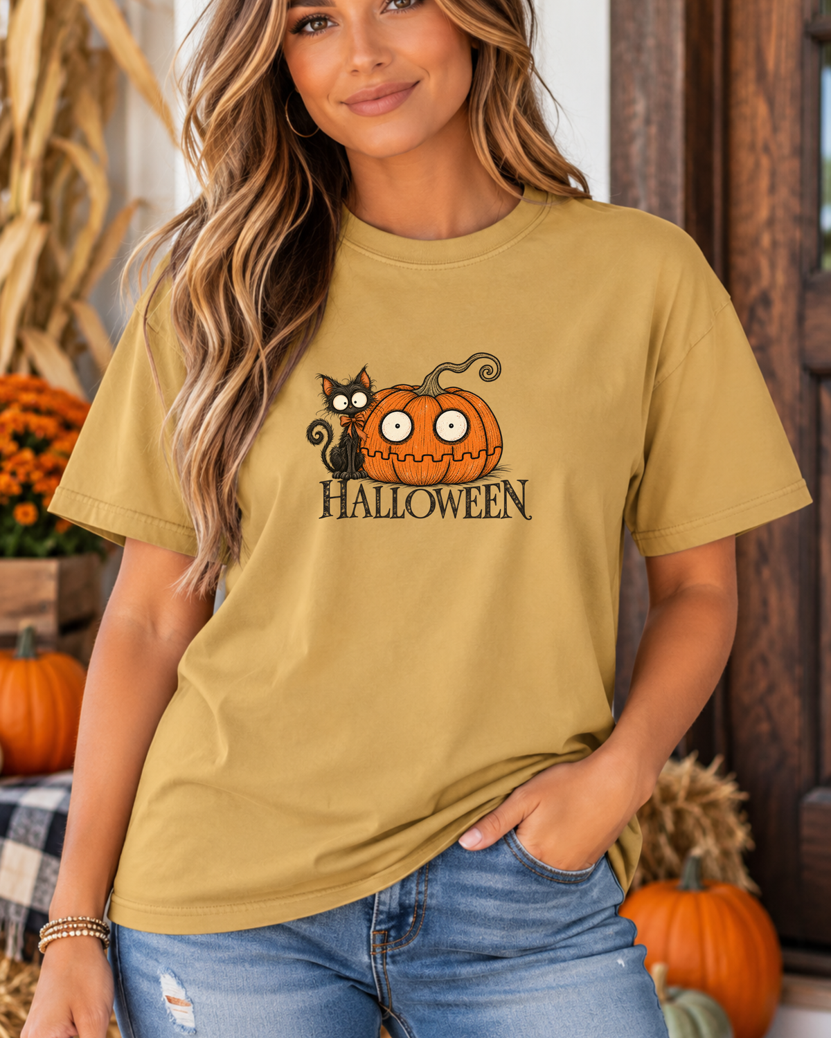 Vintage Halloween Pumpkin Graphic Tee | Comfort Colors 1717 Fall Shirt