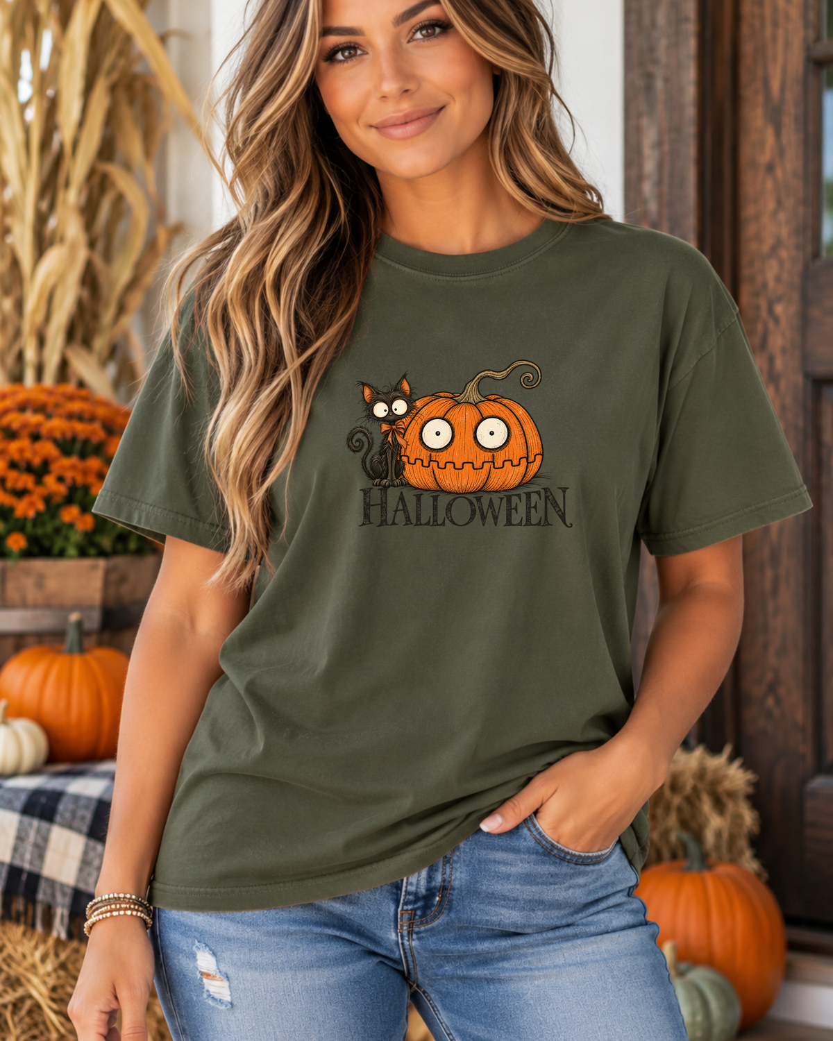 Vintage Halloween Pumpkin Graphic Tee | Comfort Colors 1717 Fall Shirt