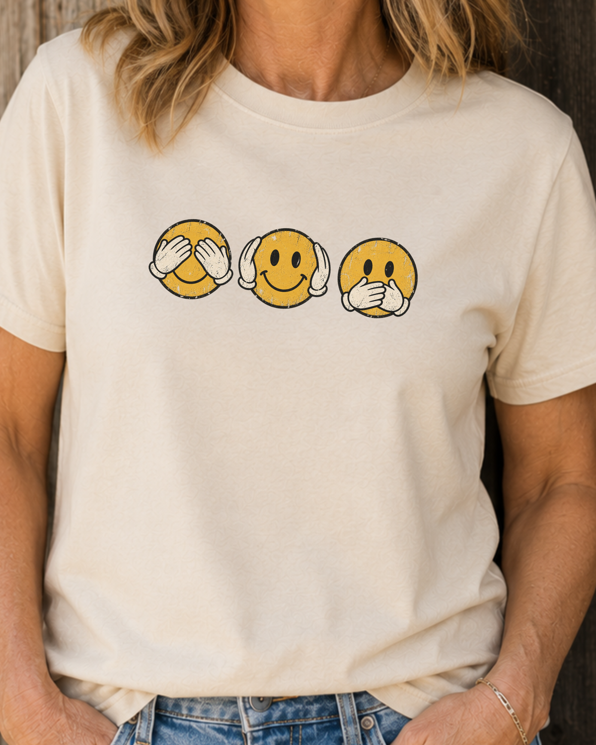 See No Evil Emoji Graphic Tee | Retro Smiley Face T-Shirt
