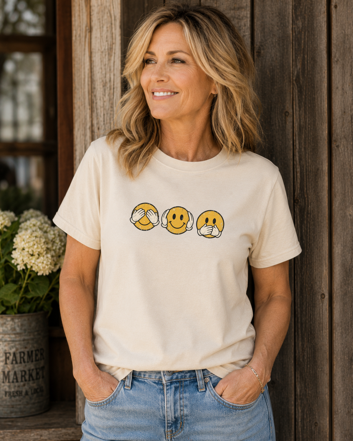 See No Evil Emoji Graphic Tee | Retro Smiley Face T-Shirt