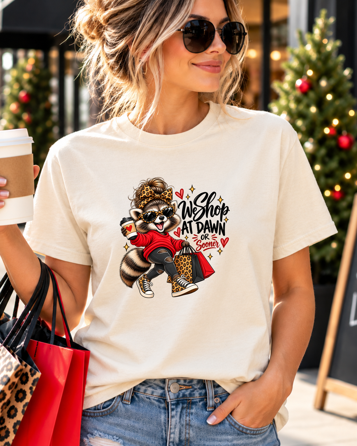 We Shop at Dawn Raccoon Shirt | Funny Black Friday Tee