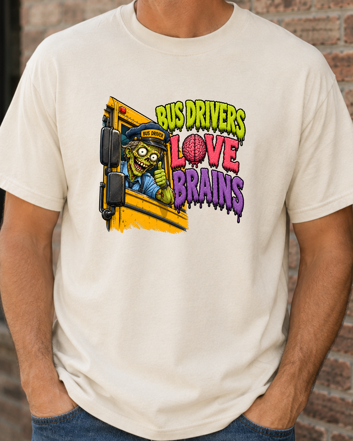 Bus Drivers Love Brains Shirt | Funny Halloween Bus Driver Tee