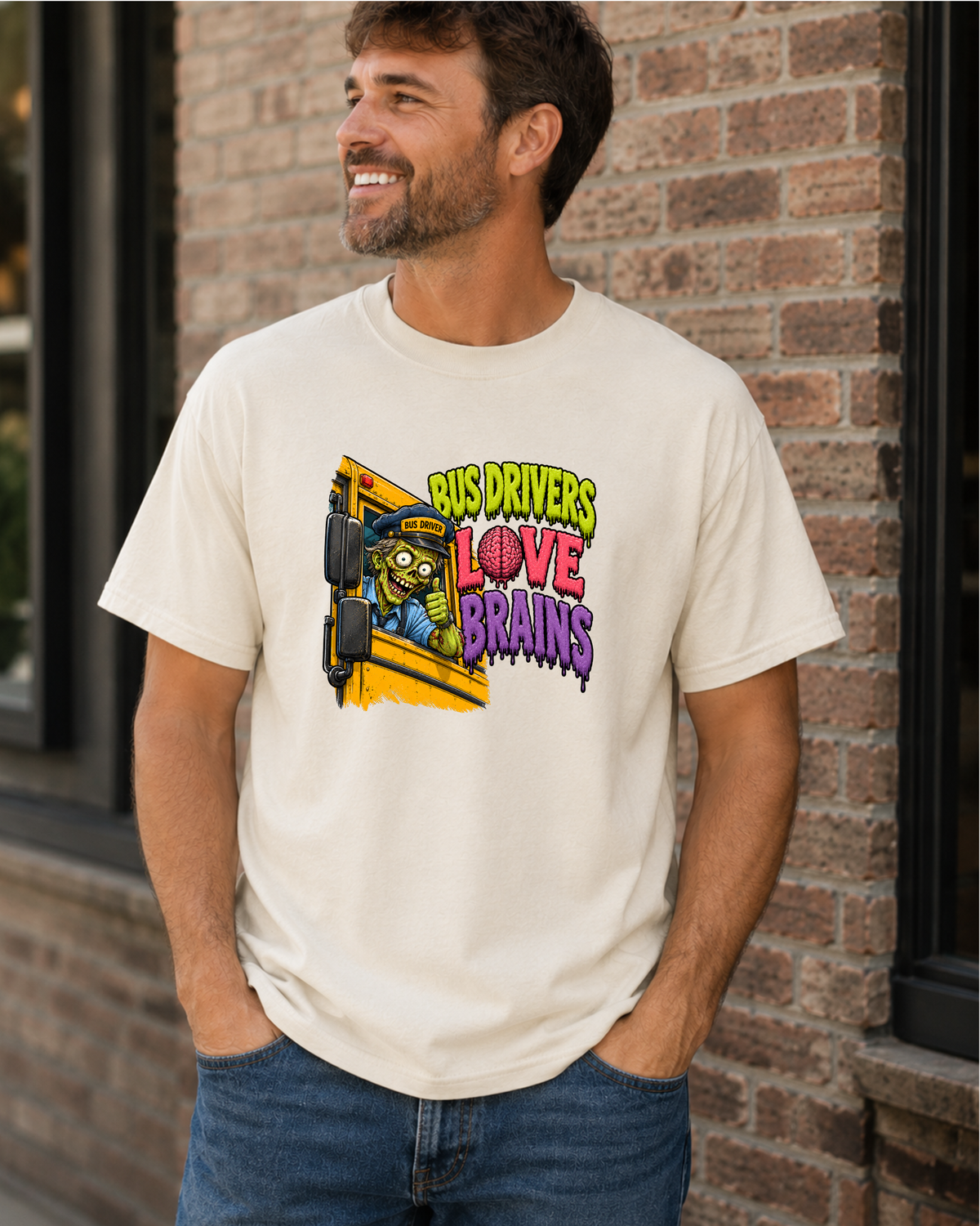 Bus Drivers Love Brains Shirt | Funny Halloween Bus Driver Tee
